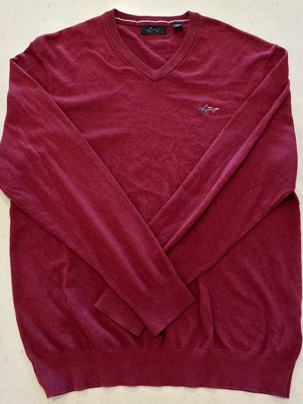 Vintage Paul & Shark Burgundy V-neck sweater in XL Long Sleeve Fall Layering